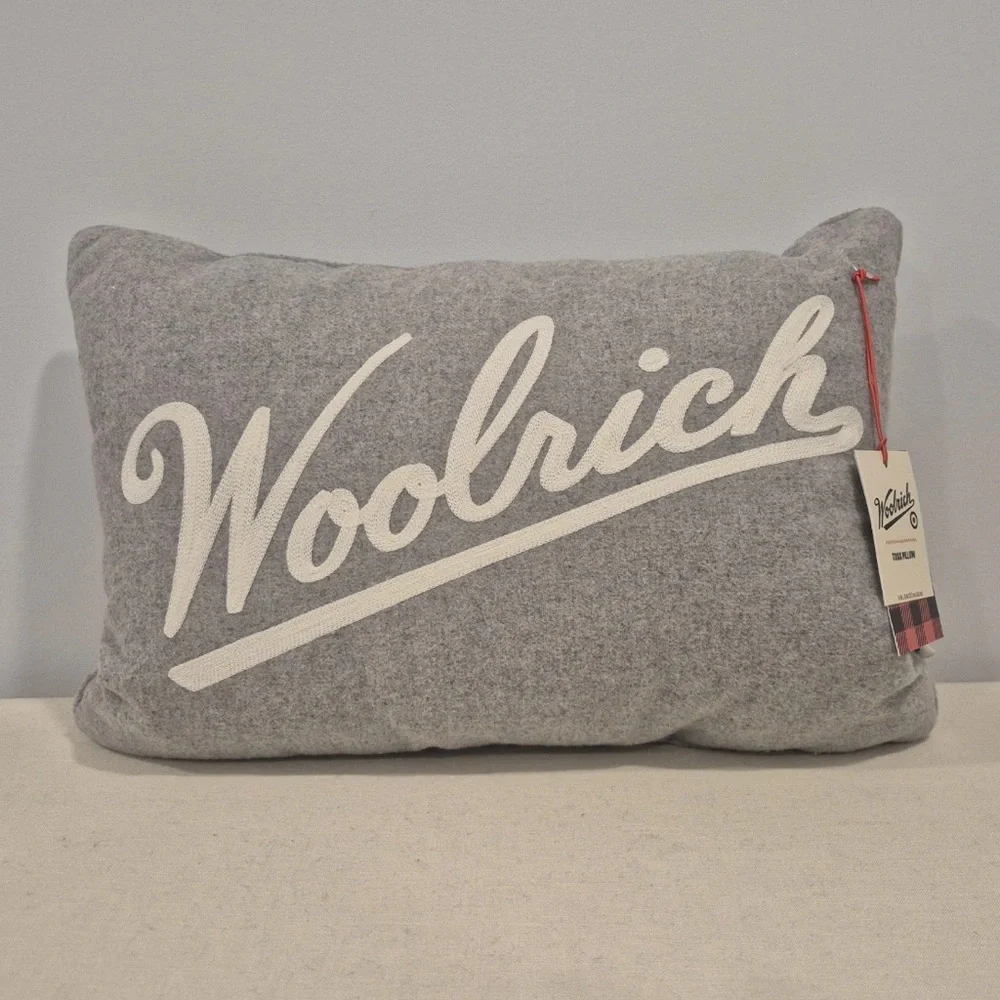 Woolrich × Target - Gray & White Embroidered Logo Lumbar Toss Pillow Ltd Edition